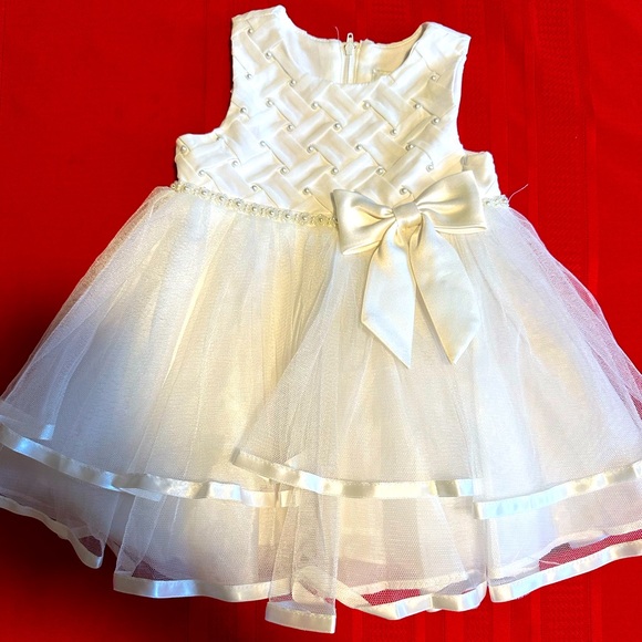 Rare Editions Baby Girl White Dress 12 months - Picture 1 of 7